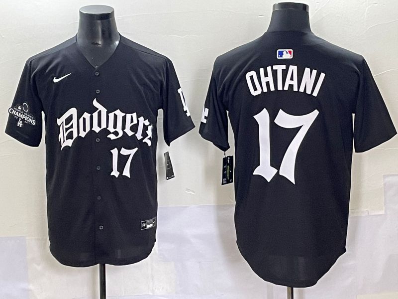 Men 2025 Los Angeles Dodgers #17 Ohtani Black Seventh generation Joint Name Nike MLB Jersey style 9